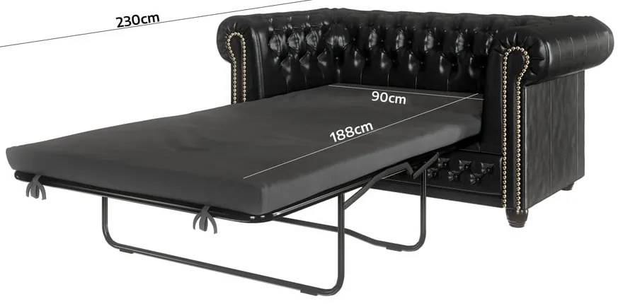 Черен разтегателен диван от изкуствена кожа 148 cm York - Ropez
