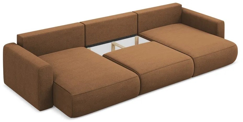 Теракотен разтегателен ъглов диван с място за съхранение (U форма) Kapua – Makamii