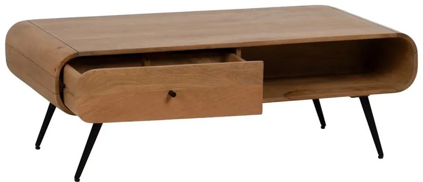 Масичка за кафе от масив от минди в естествен цвят 60x120 cm Mahón – Ixia