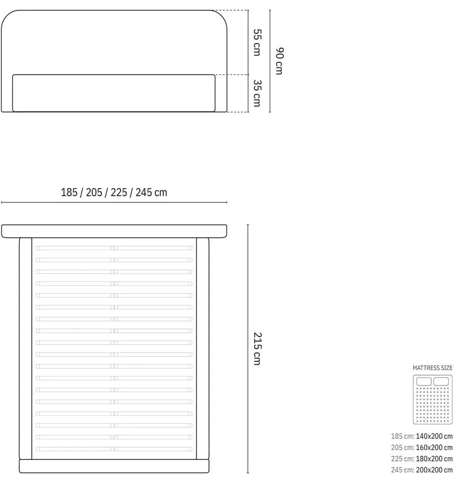 Теракотено двойно тапицирано легло с място за съхранение с включена подматрачна рамка 200x200 cm Elizabeth – Micadoni