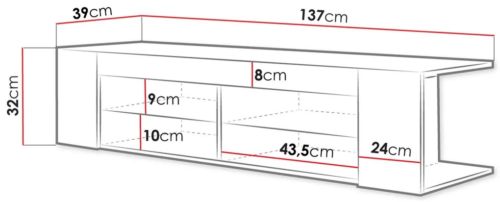 TV шкаф Smart-дължина: 137 cm-черен