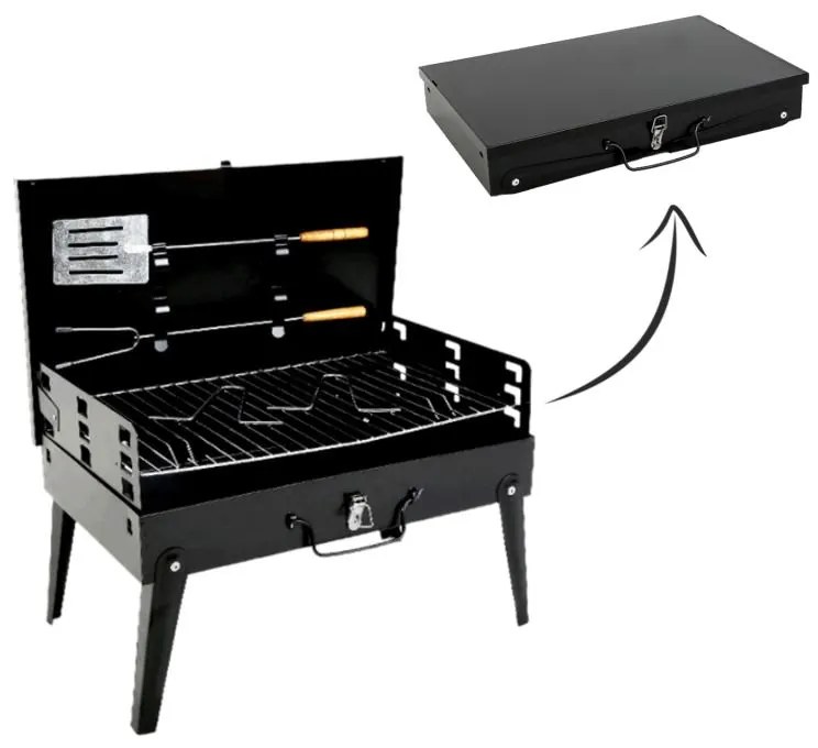 Градински грил с регулируеми рафтове 43 x 23 x 40 cm