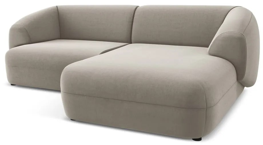 Бежов кадифен ъглов диван (десен ъгъл) Moana – Makamii