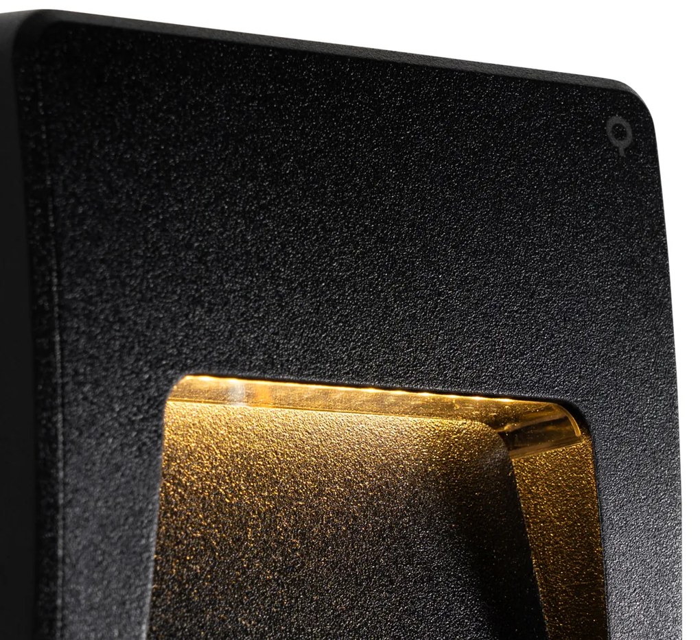 Комплект от 6 външни стенни лампи черни квадратни с LED IP65 - Gem