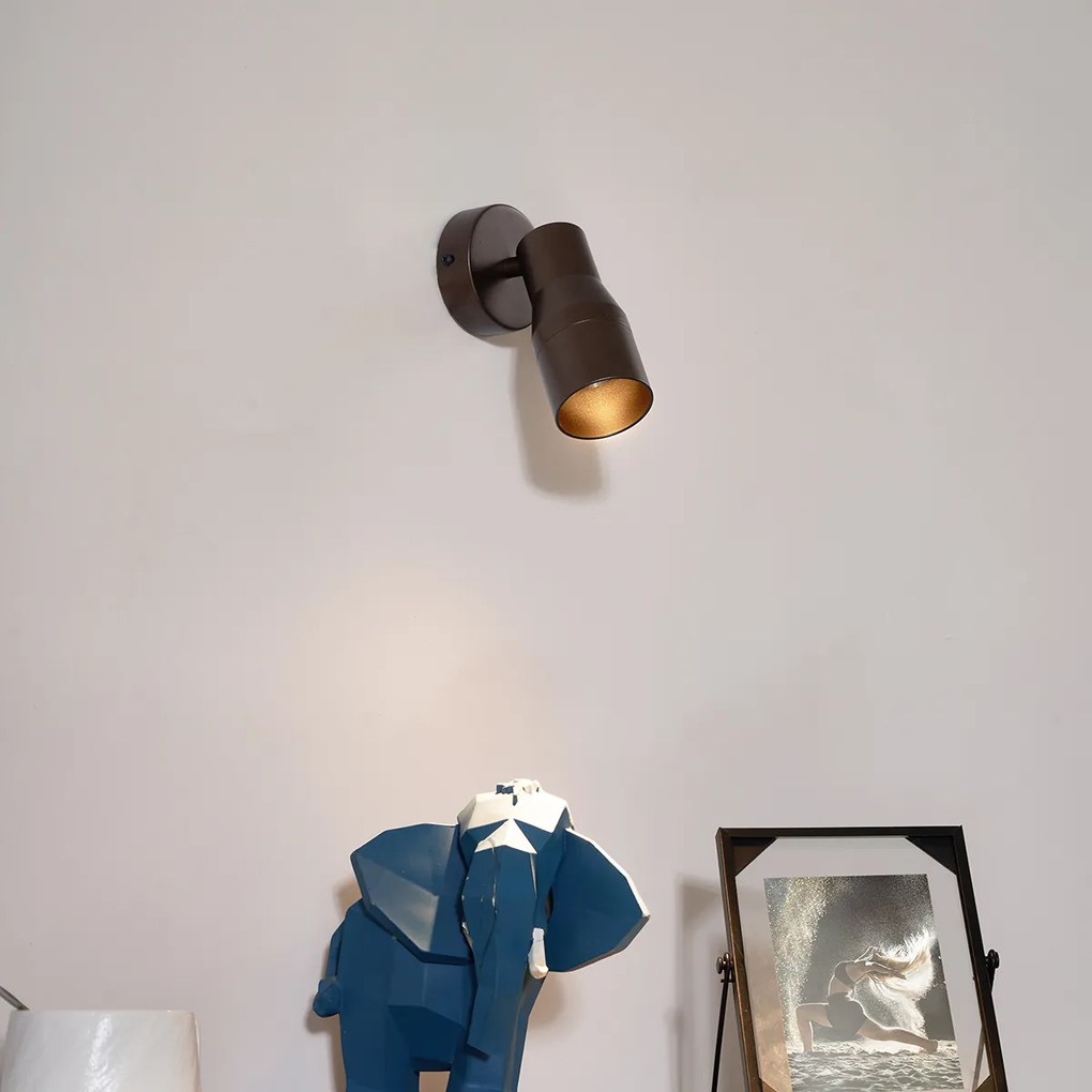 Модерен таванен прожектор тъмно бронзов GU10 50mm кръгъл - Stanley