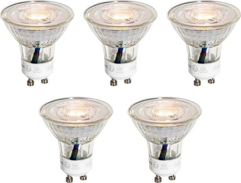 Комплект от 5 GU10 50mm LED крушки прозрачни 3W 200 lm 2200K