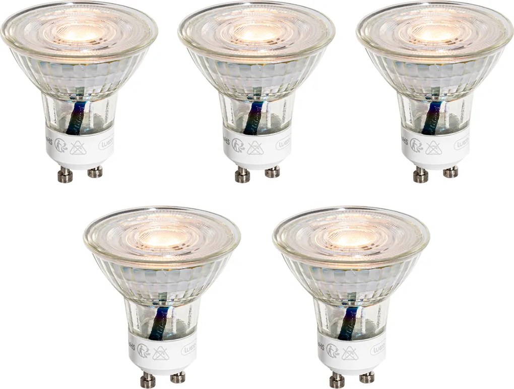 Комплект от 5 GU10 50мм прозрачни LED крушки 3W 200 лм 2200K