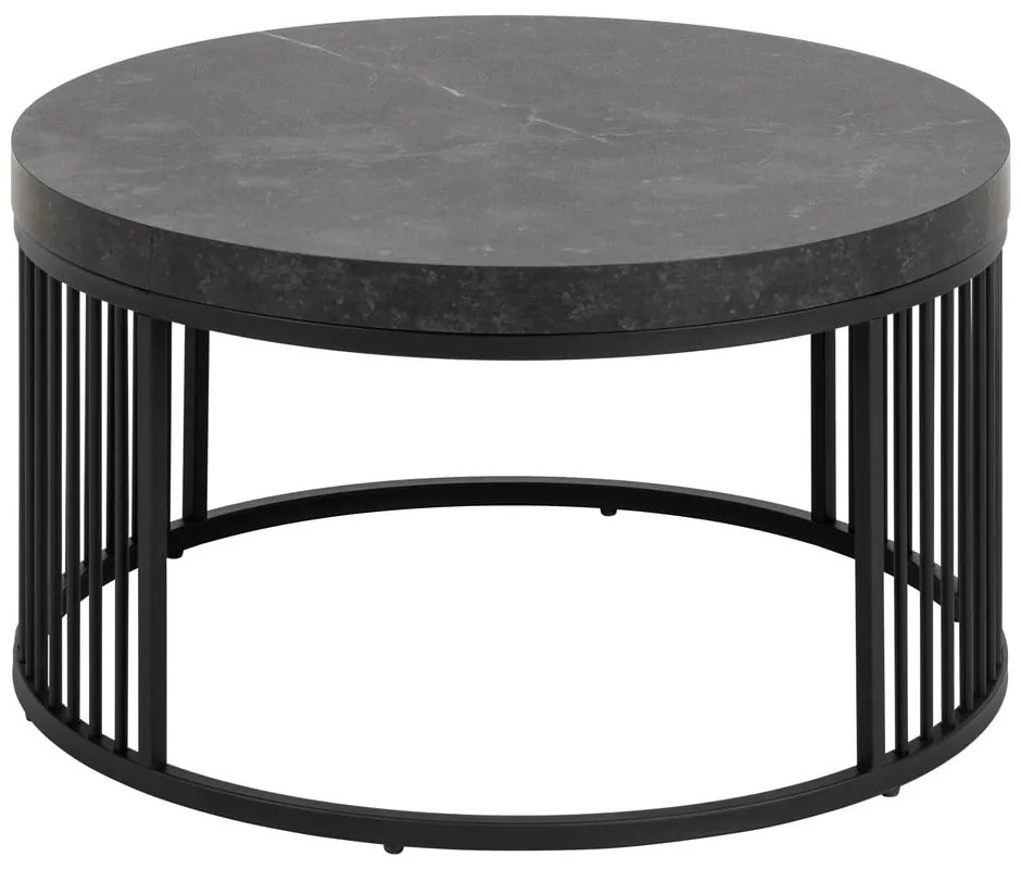 Черна кръгла масичка за кафе с плот от имитация на мрамор ø 65 cm Strington – Actona