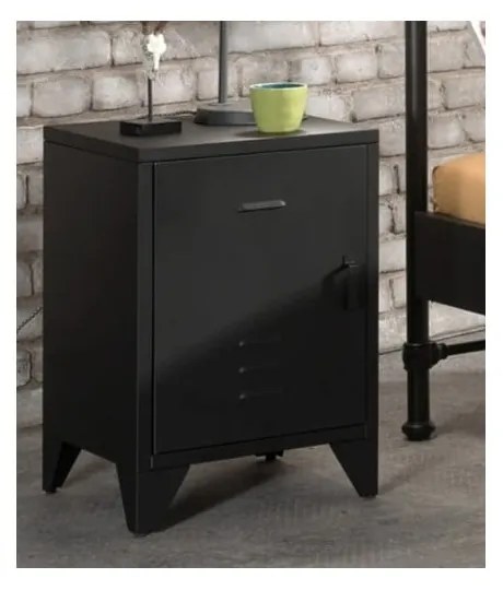 Черно метално детско нощно шкафче BRONXX – Vipack