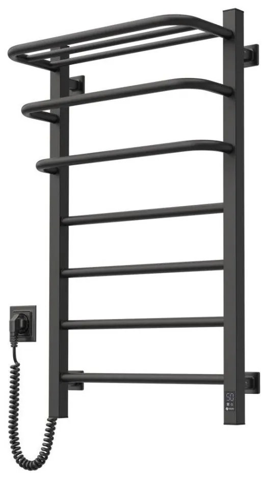 Електрически радиатор за баня FORTIS с термостат 350W/230V 80,6 cm IP44, черен, ляв