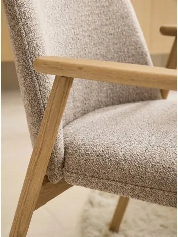 РОДЭРИЦ Ляттэ Бэигэ (тъкан Монза 60)/рамка от лакиран дъб - ДЪРВЕН СТОЛ БУКЛЕ РЕТРО