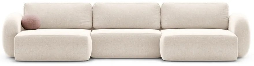 Кремав шенилов сгъваем/с място за съхранение ъглов диван (U форма) Tonale – Cosmopolitan Design