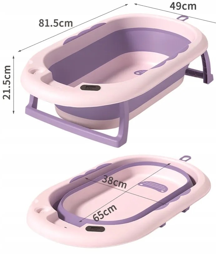 Сгъваема бебешка вана VAIANA PREMIUM с възглавница и стойка - повече цветове Син