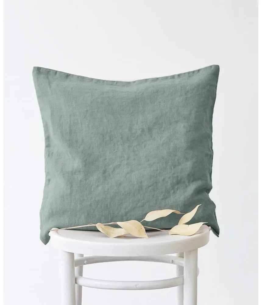 Зелена ленена калъфка за възглавница , 45 x 45 cm - Linen Tales