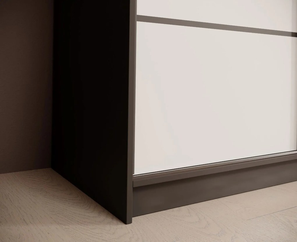 Гардероб Barry 200 плъзгащ-Черно-Бяло