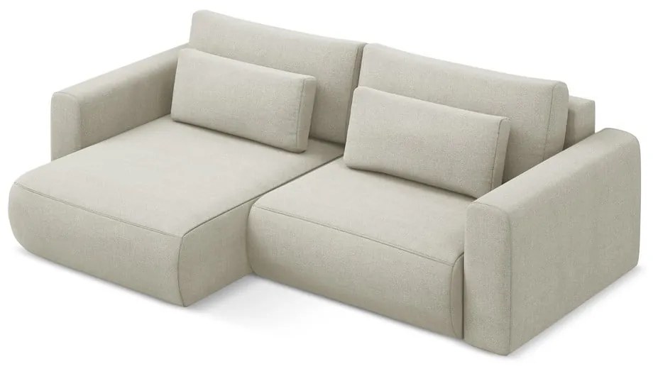 Бежов разтегателен ъглов диван с място за съхранение (ляв ъгъл) Kapua – Makamii