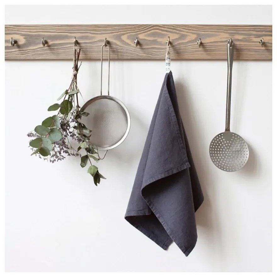 Тъмно сива ленена кърпа за чай , 65 x 45 cm - Linen Tales