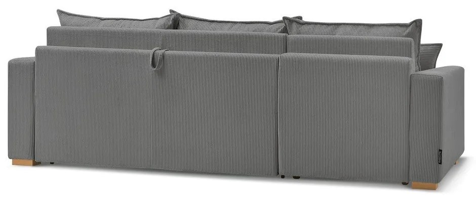 Сив разтегателен ъглов диван от рипсено кадифе (променлив) Augustin – Bobochic Paris