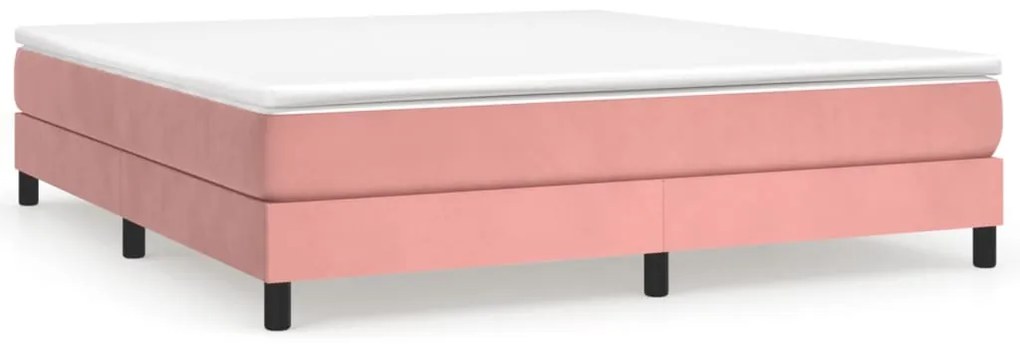 3120789 vidaXL Рамка за легло с пружини, розова, 180x200 см, кадифе