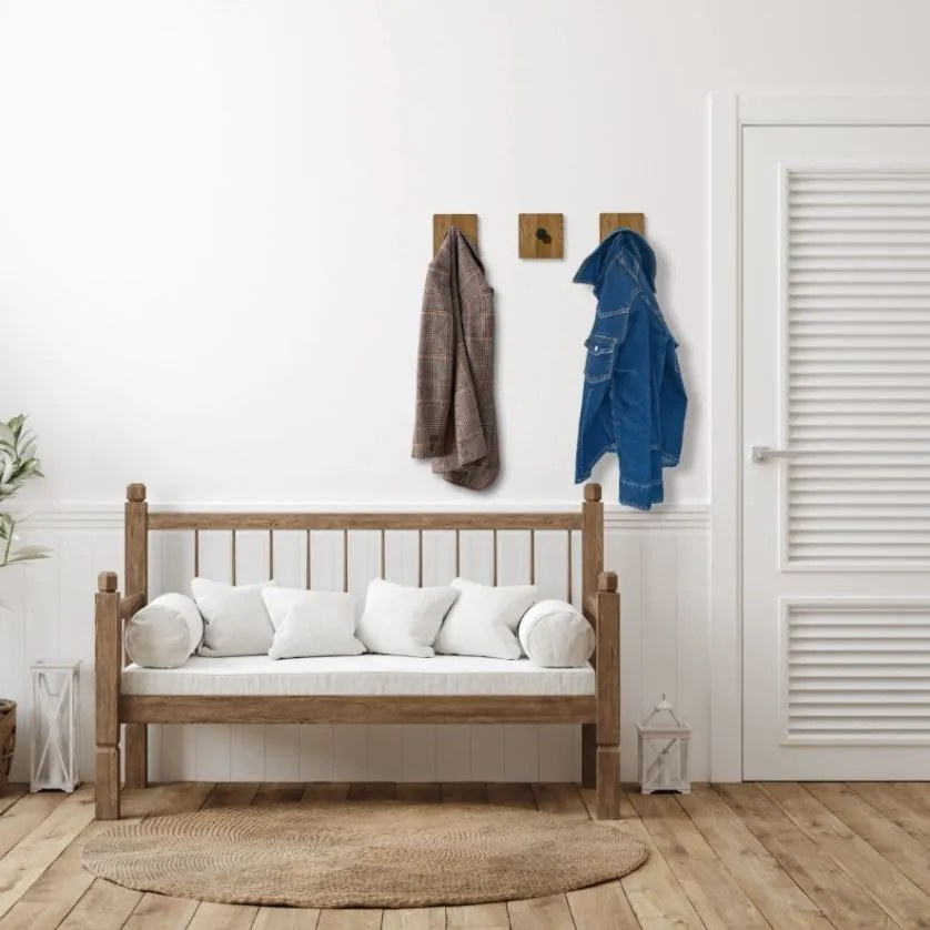 Стенна закачалка от масивна дъбова дървесина - 3 бр. Кръгъл