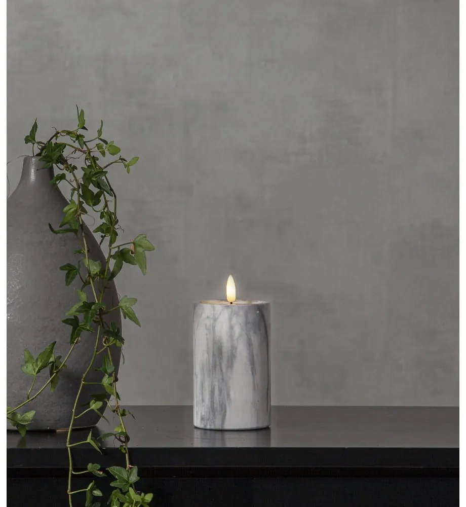 LED свещ от сив и бял бетон, височина 15 см Flamme Marble - Star Trading