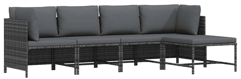 313502 vidaXL Градински комплект с възглавници, 4 части, полиратан, сив