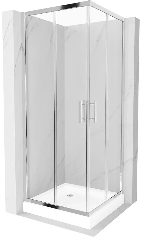 Mexen Rio душ кабина квадратна 80 x 80 см, прозрачна, хром + поддона Rio, бял - 860-080-080-01-00-4510