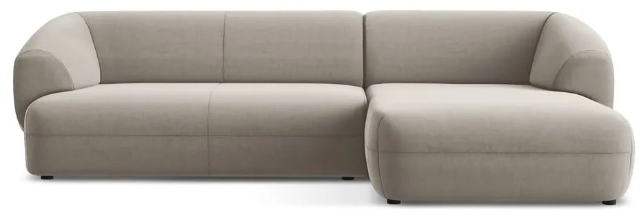 Бежов кадифен ъглов диван (десен ъгъл) Moana – Makamii