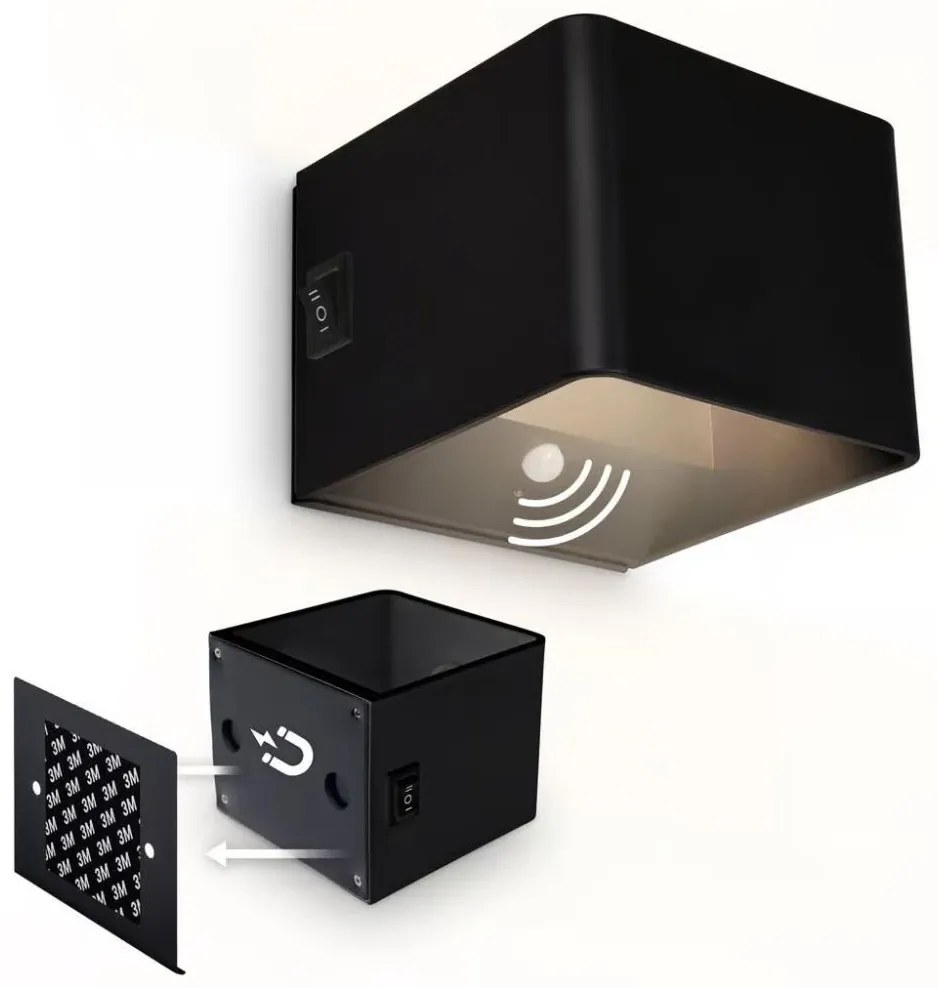 Briloner 3879015 - презареждаема стенна лампа LED със сензор BORRA LED/1,5W/5V 3600 mAh черна