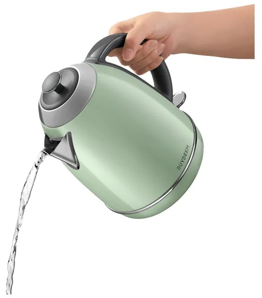 Електрическа кана BUYDEEM K640, 2400W, 1.7 л, Защита от кипене на сухо, Без BPA, LED, Светлозелен