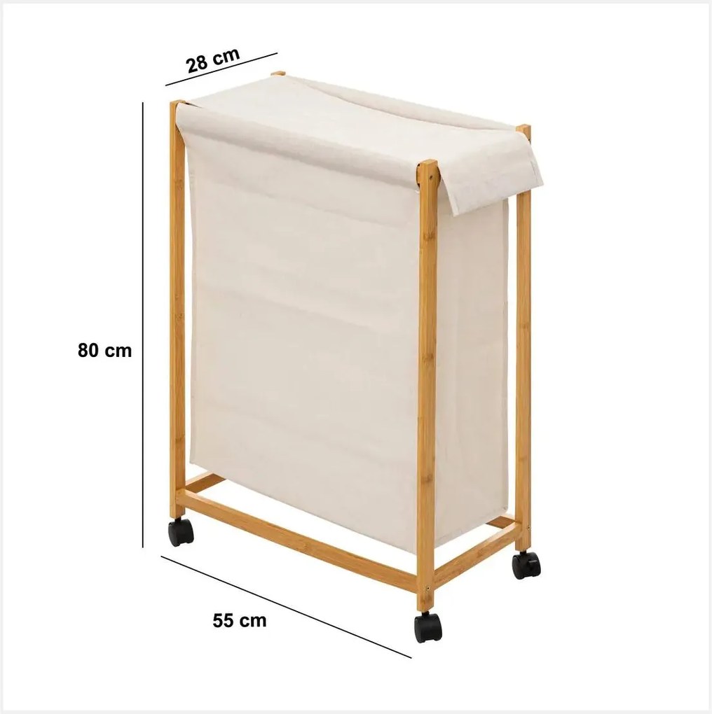 Кош за пране 5five Bambou, На колела, 52 l