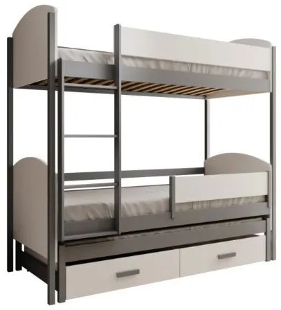 Двуетажно легло Лия-бяло-сиво-200 x 90