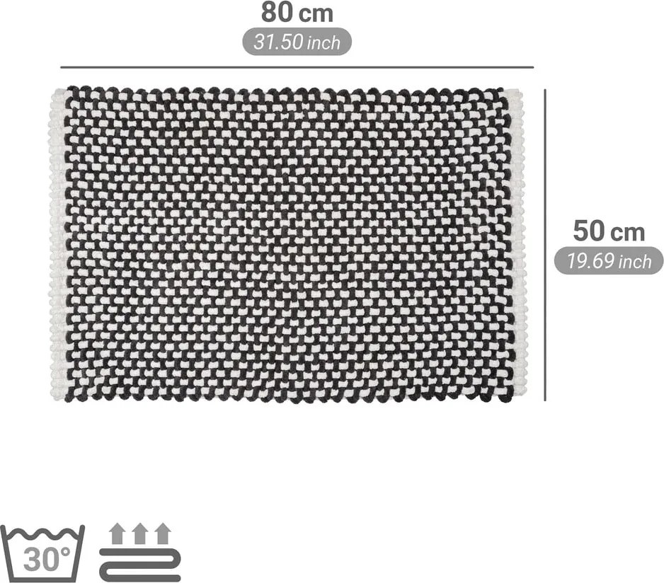 Черно-бял текстилен килим за баня 50x80 cm Covelo – Wenko