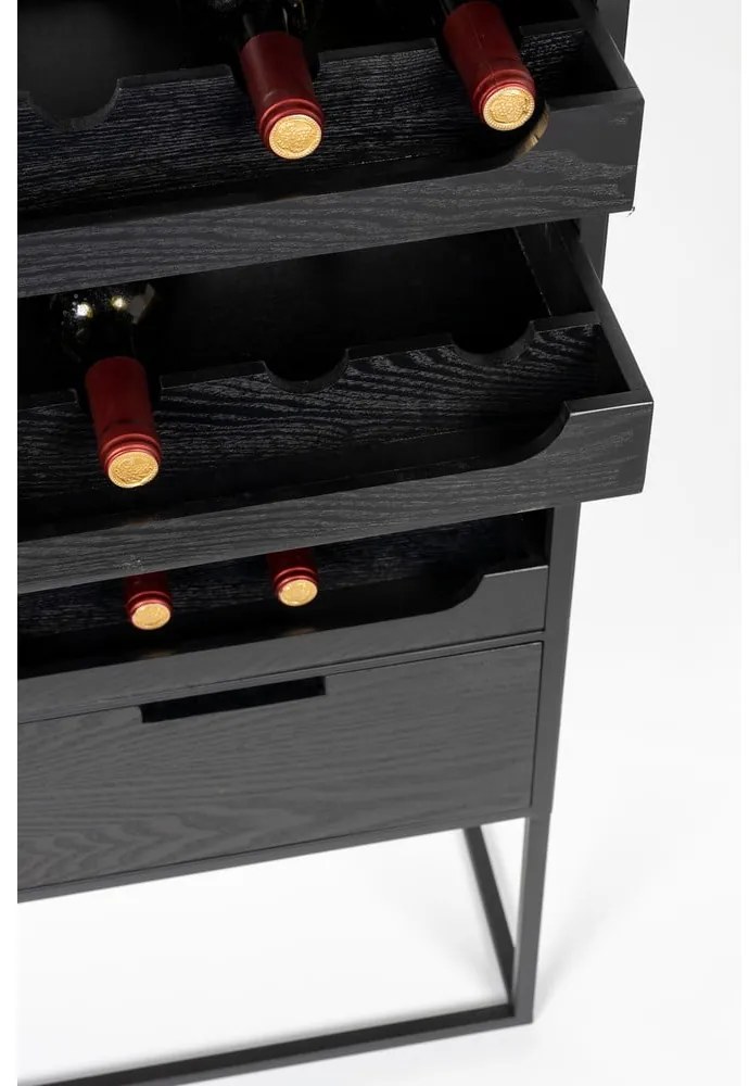 Черна ратанова стойка за вино за 16 бутилки, 80x175 cm Guuji - White Label