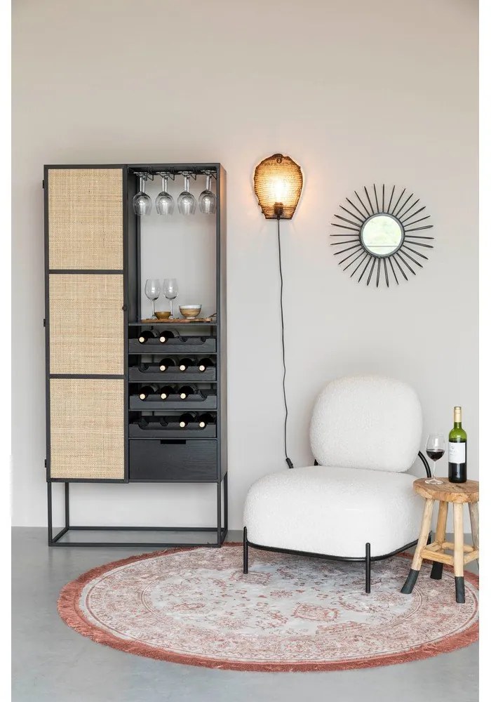 Черна ратанова стойка за вино за 16 бутилки, 80x175 cm Guuji - White Label