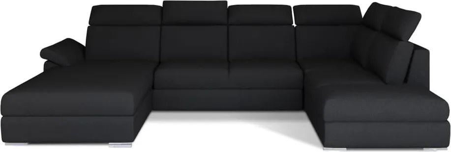 Черен разтегателен ъглов диван (десен ъгъл U форма) Evanell – ELTAP