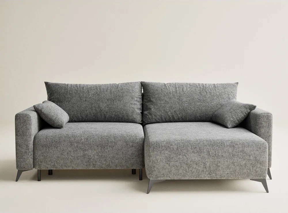 Сив шенилов сгъваем/с място за съхранение ъглов диван (десен ъгъл) Leon – Maison de Rêve