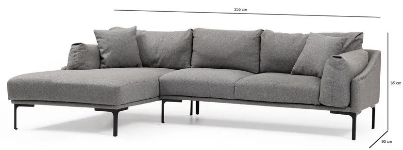 Сив ъглов диван , ляв ъгъл Leo - Artie