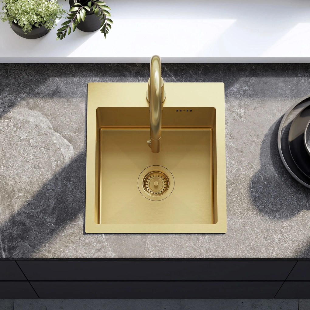 Стоманена мивка Leo 40 BRUSH GOLD