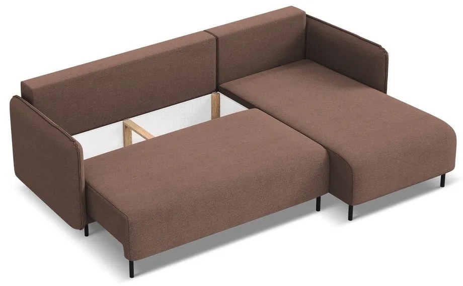 Розов разтегателен ъглов диван с място за съхранение (десен ъгъл) Luana – Makamii