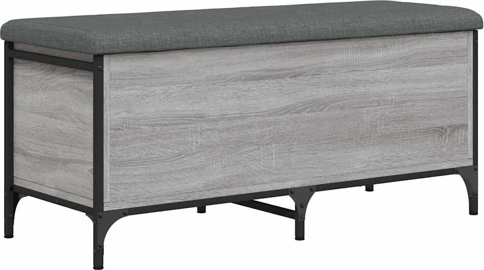 835150 vidaXL Пейка за съхранение, сив сонома, 102x42x45 см, инженерно дърво