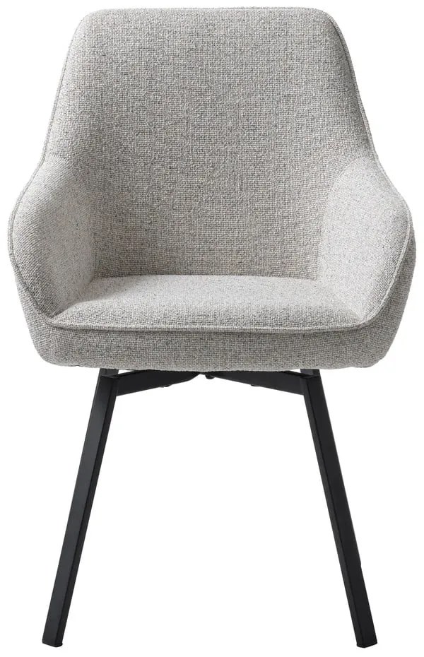 Светлосив тапициран трапезен стол с подлакътници Alma – Unique Furniture