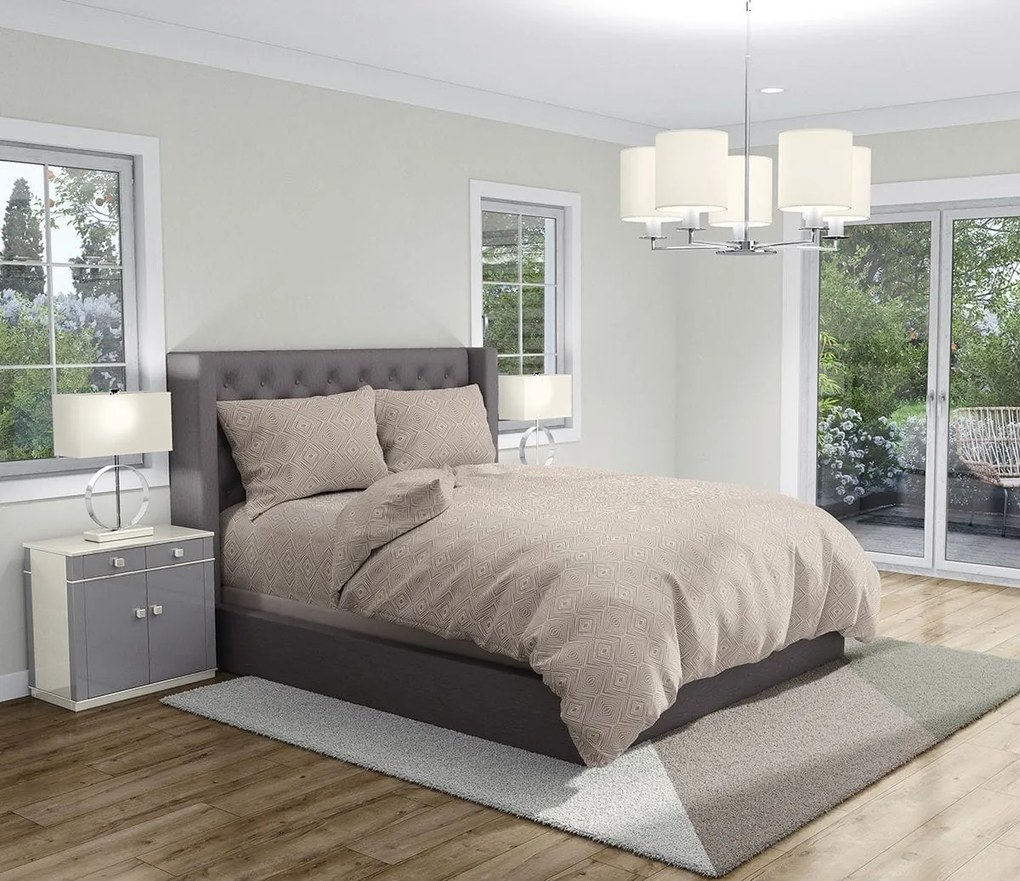 Спално бельо в бежово КАФЕ 2, 100% Памук Ранфорс, 3 части