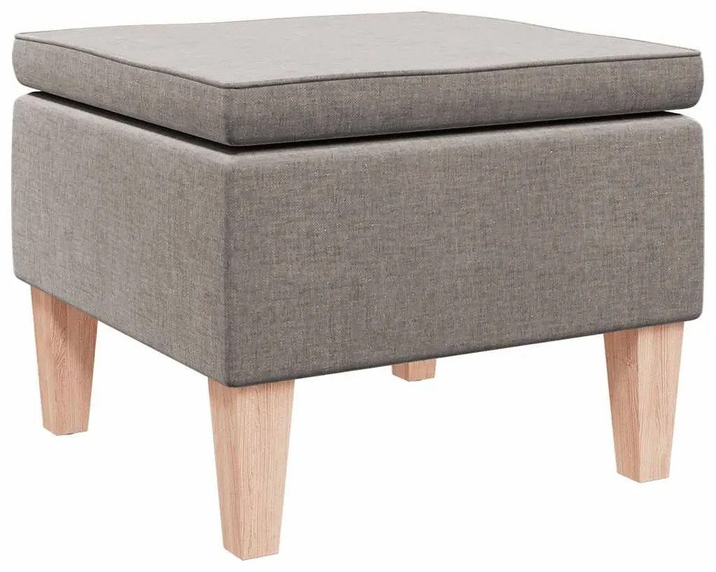 329433 vidaXL Табуретка с дървени крака, таупе, текстил