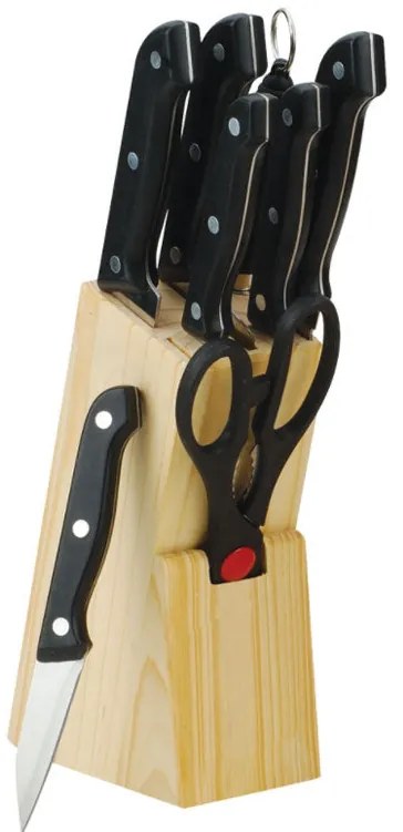 Комплект ножове с поставка ESPERANSA ES 1632 A, 9 части, Точило, Ножици, Неръждаема стомана, Черен