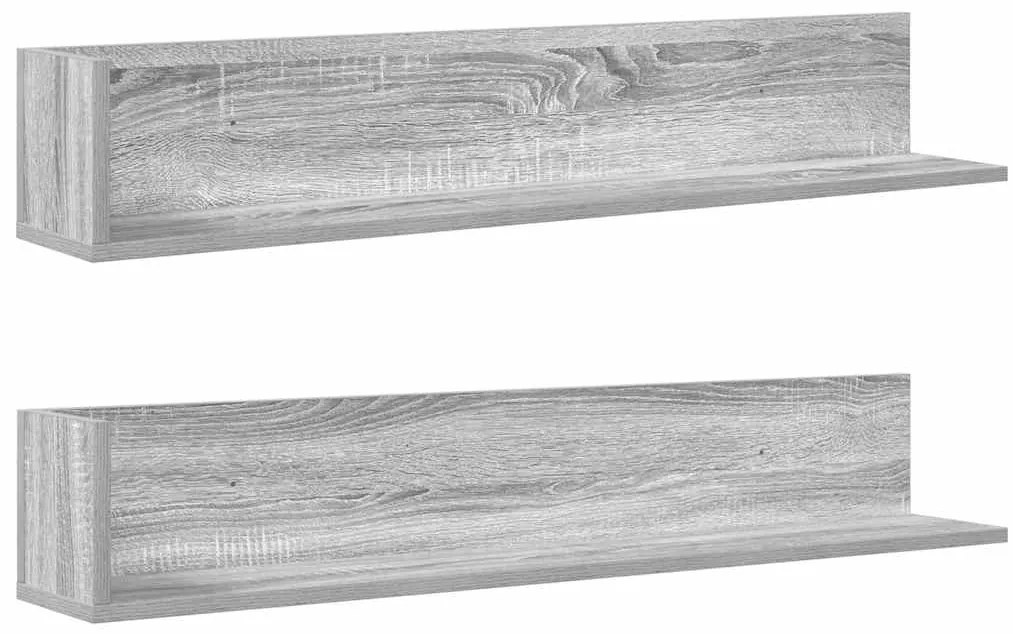 860045 vidaXL Стенни рафтове 2 бр сив сонома 100x16,5x16,5 см инженерно дърво