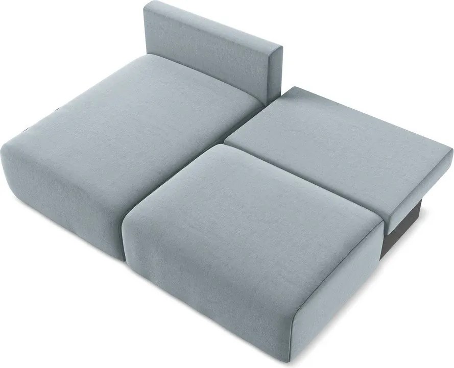 Син кадифен сгъваем/с място за съхранение ъглов диван (ляв ъгъл) Kalena – Makamii