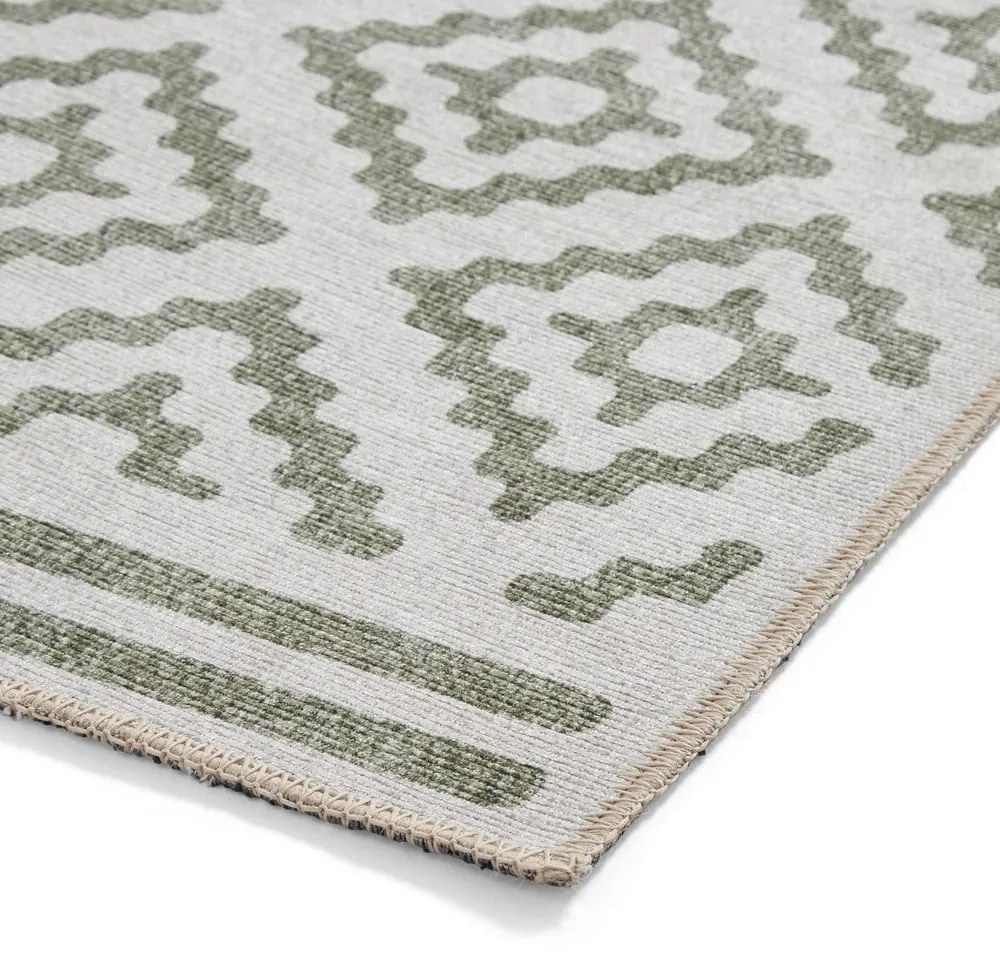 Зелен килим подходящ за пране 61x120 cm Coral Green – Think Rugs