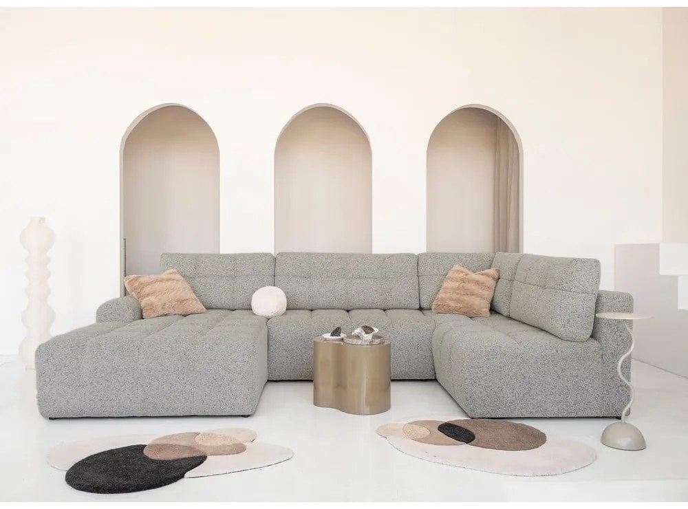 Светлокафяв разтегателен модулен ъглов диван с място за съхранение (десен ъгъл) Lulu – Miuform