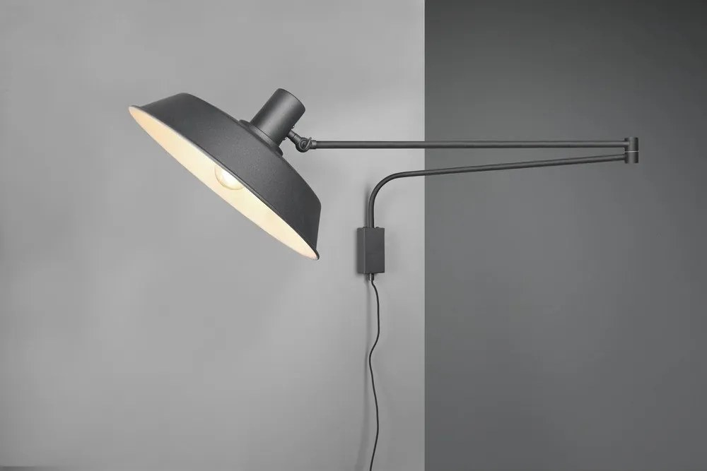 Матово черно стенна лампа с огъваща се структура за контакт ø 35,5 cm Bolder – Trio